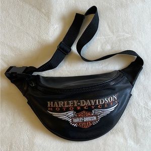 🏷 vintage Harley Davidson motorcycle leather embroidered Fanny waist pack